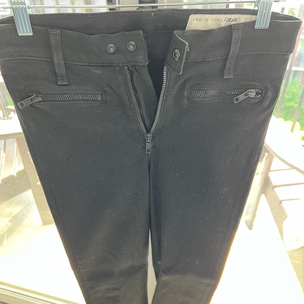 Rag & Bone women’s Ryder skinny jeans, coated black ankle zipper size 26